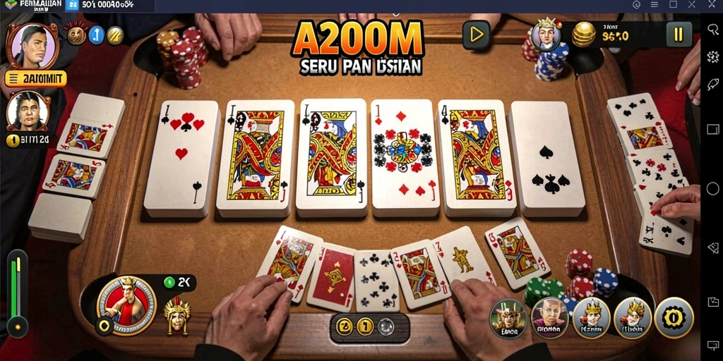 Screenshot utama menunjukkan momen seru dalam permainan Domino.