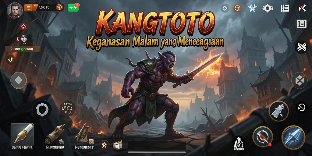 Screenshot gameplay KANGTOTO menunjukkan suasana gelap dan menakutkan.
