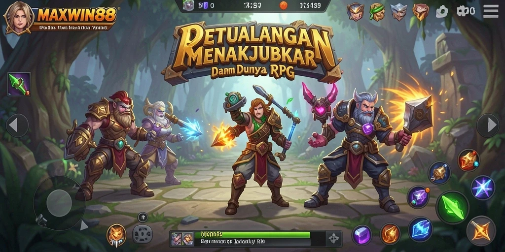 Tangkapan layar MAXWIN88 menampilkan aksi seru dalam permainan RPG.