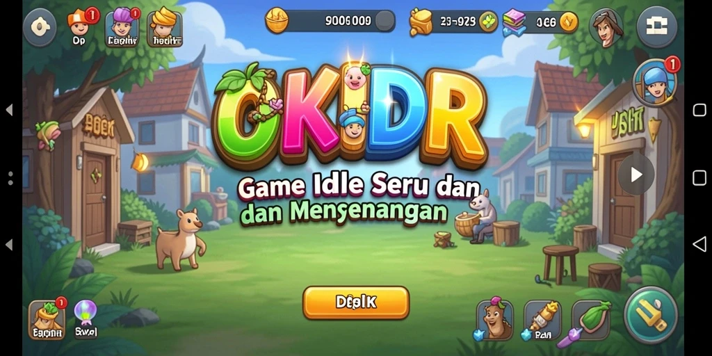 Tampilan gameplay OKIDR yang ceria dan menarik dengan karakter yang unik.