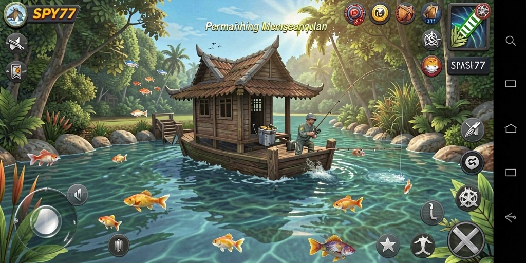 Tampilan menawan dari gameplay SPY77 saat menangkap ikan.