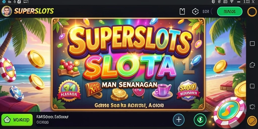 Screenshot gameplay SUPERSLOTS menampilkan keseruan permainan slot.