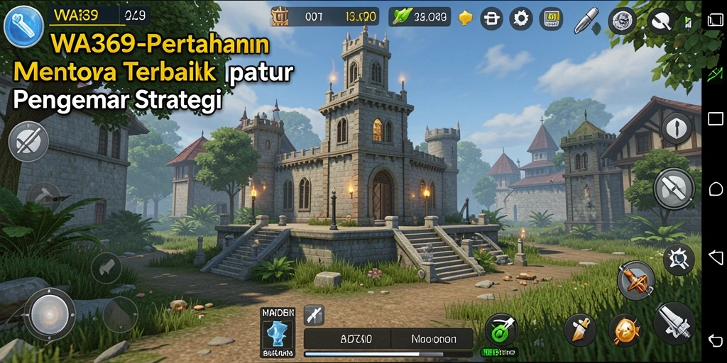 Screenshot utama WA369 menampilkan aksi menara pertahanan melawan gelombang musuh.